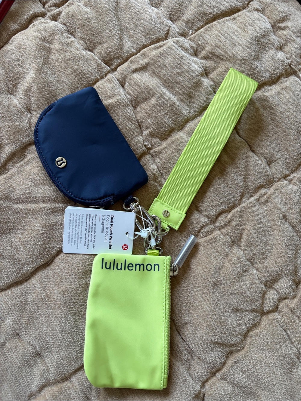 lululemon athletica Neon Yellow and Navy Key Card Holder with Wrist Strap